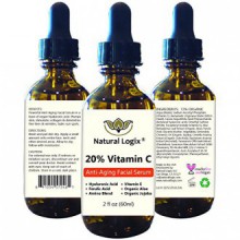 Tamaño doble (2 oz) Logix Natural 20% de vitamina C Anti-Aging Serum Facial en una base de 11% de Ácido Hialurónico + Vitamina E